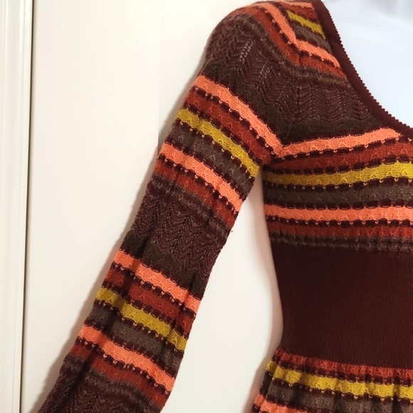 Free People Burgundy Stripe Knit Dress - Picture 4 of 10